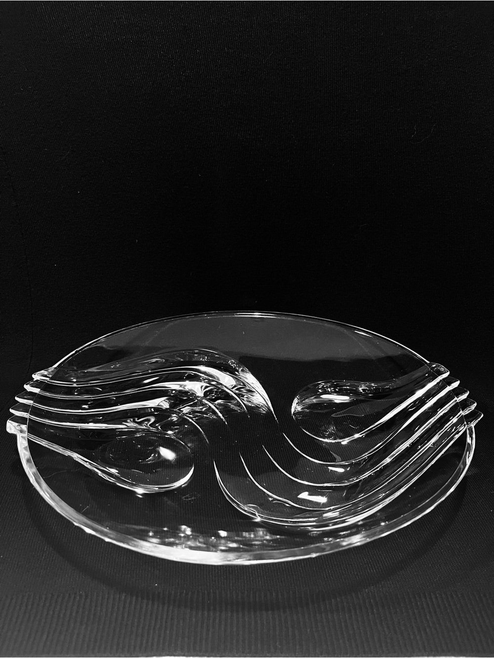 Crystal D’Arques Crystal Decorative Tray Wave Swirl Design Rare 13.35”